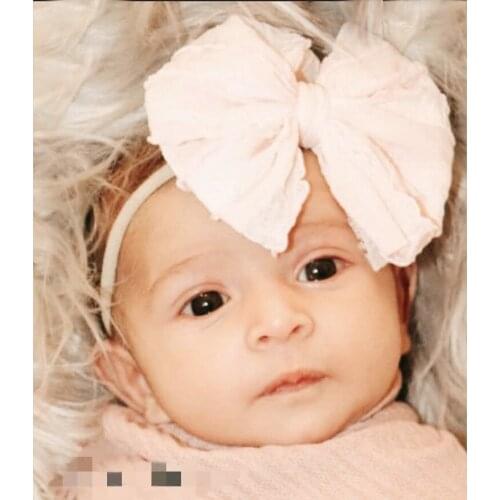 6pcs Lace Bow Baby Girl Headband Soft Elastic Nylon Newborn Hair Bands Child Infant Hairwraps Diy Accessories Birthday Gift