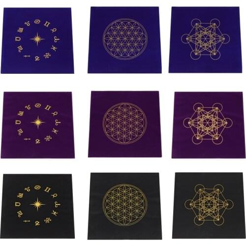 Pentagram Tarots Tablecloth with Bag Velvet Altar Tarots Cloth Pentacles Tarots Mat