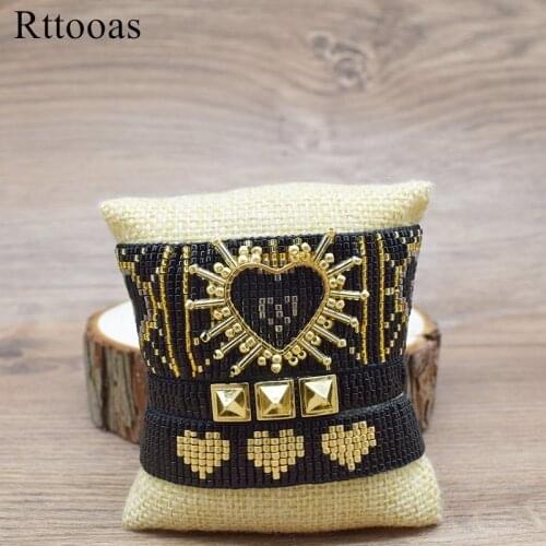 Rttooas 3D Heart Bracelet Women Pulseras Mujer Moda 2020 Handmade Loom Bead Charm Bracelets Set Fashion Jewelry Accessories