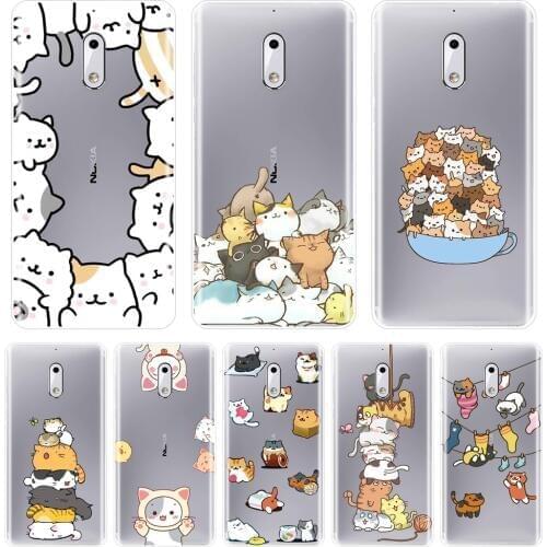 Phone Case Silicone For Nokia 7 Plus X6 Kawaii Cat Japan Cute Cartoon Funny Girl Soft Back Cover For Nokia 1 2 3 5 6 8