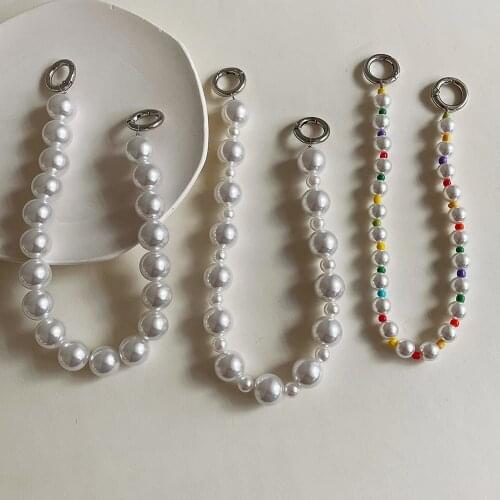Korean Imitation Pearl Beaded Mobile Phone Straps Anti-lost Lanyard for Phone case Fashion Detachable Hanging Rope Accessories