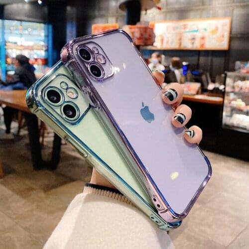 Electroplated Shockproof Candy Transparent Soft Phone Case For Iphone 12 Mini 11 Pro MAX X XR XS MAX SE 2020 7 8 Plus Back Cover