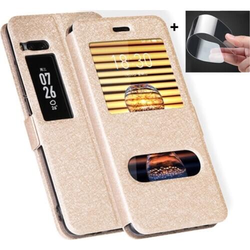 Open window cover For Meizu Pro7Plus Case PU leather stand Cases For Meizu Pro 7 plus flip shell Pro7 plus M793Q back cover