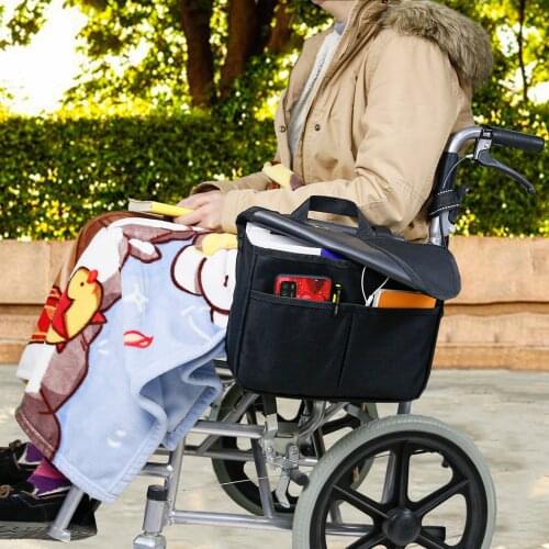 Travel Tote for Carrying Accessories on Wheelchair Rolling Walkers Transport Chairs Disabled Medicals Mobility Aid Pouch