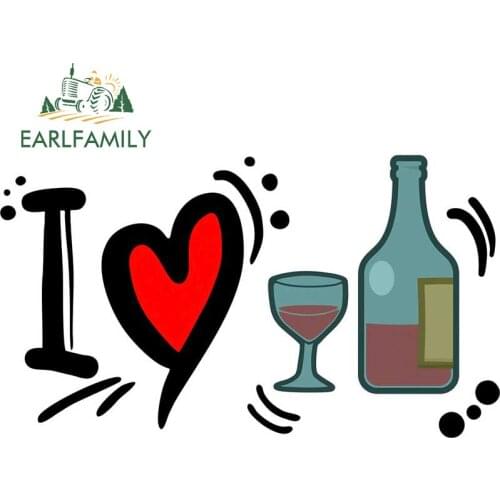 EARLFAMILY 13cm x 7.4cm for I Love Wine Scratch-Proof Car Stickers Air Conditioner Trunk Decals Waterproof Vinyl Car Styling