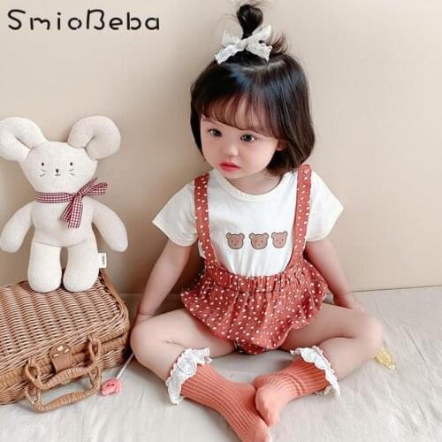 Baby Jumpsuit Three Bear Patter Rompers Kids Summer One Year Old Backpack Pants Korean Version Kids Crawling Bag Fart Bodysuits