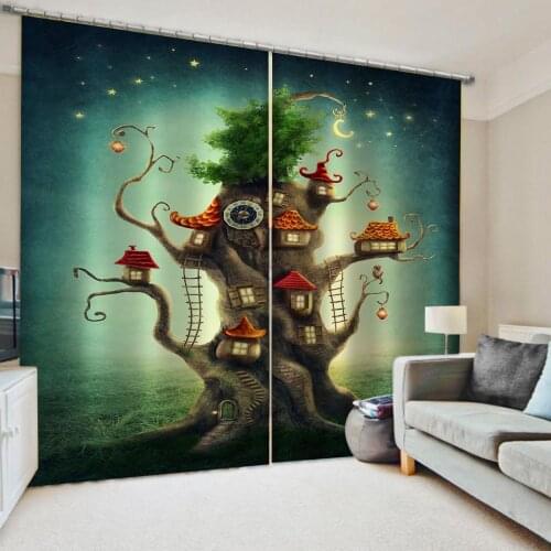 Creative 3D Tree Blackout Curtain Christmas Decor Living Room Bedroom Curtains Modern Kids Children Room Cortinas Drapes