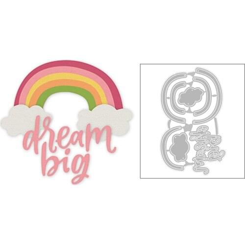 2020 Hot New DIY Rainbow Cloud Lowercase Word Letter Dream Big Metal Cutting Dies Foil and Scrapbooking For Card Making no stamp
