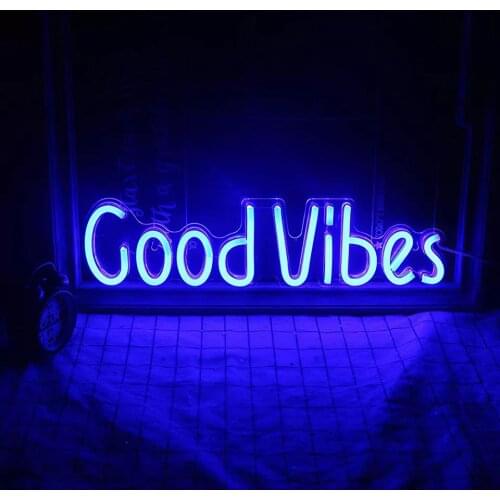 Cute Good Vibes Neon Sign LED Light/Lamp For Dorm Decor Letter Decor Neon Lamps Wall Decor For Girls Bedroom Christmas