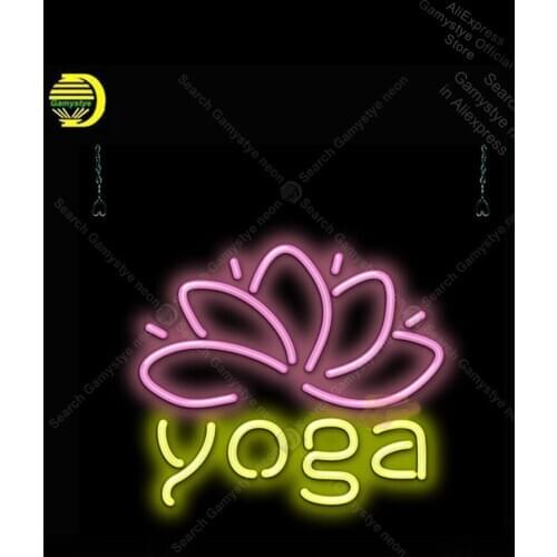 Neon Sign for Yoga with Lotus Flower neon Light Sign Business Display glass Enseign Lumineuse Bar Neon Window Lights Games Neon