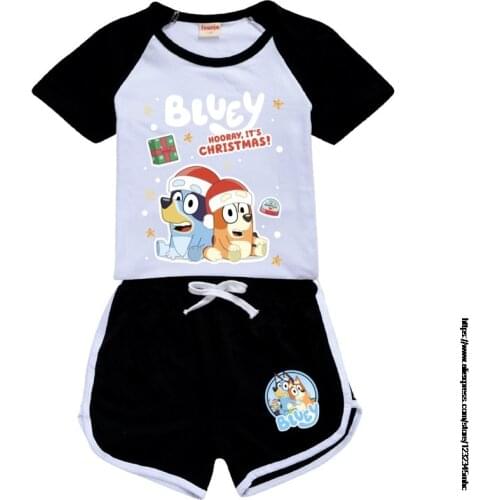 New bingo bluey Fashion T-shirt Kids 3D Printed bingo bluey Tee Park Kids Boys Girls Kawaii Summer Top+shorts 2pcs