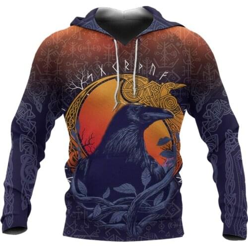 New Pullover Viking Raven And Moon Tattoo 3D Printed Unisex Deluxe Zip Hoodie Fashion Casual Sweatshirt Autumn Harajuku Hoodie