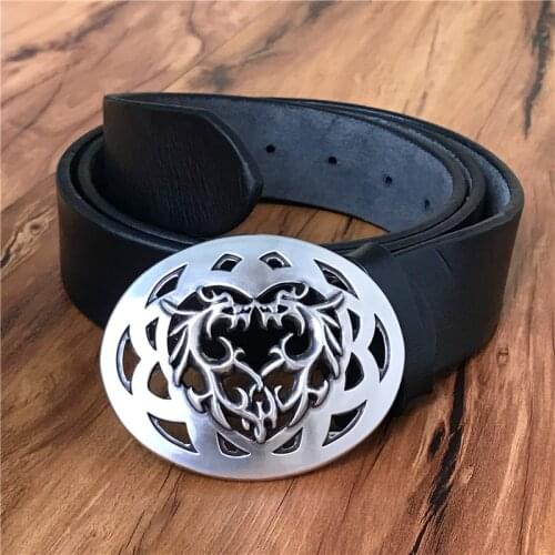 Men Belt Luxury Thick Genuine Leather Metal Belt Buckle Cowboy Jeans Belts For Men Ceinture Homme Male Strap Waist Belt MBT0492