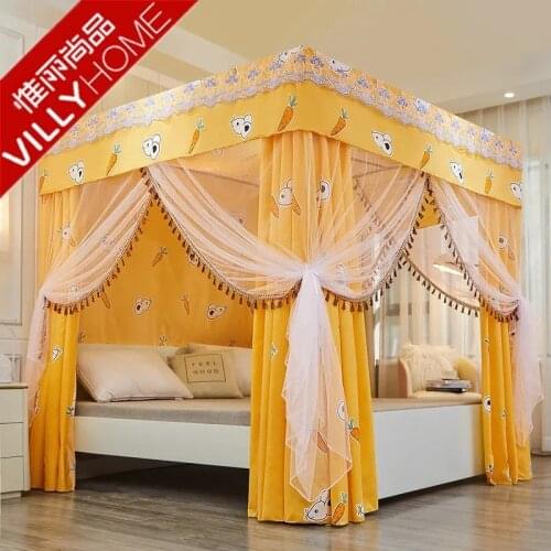 Romantic mosquito net bed curtain integrated three-door shading anti-mosquito windproof princess wind without bracket