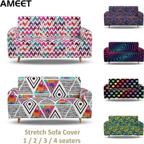 Luxury Magic Sofa Cover Colorful Pattern Elastic Slipcover Four Season Universal Extendable Corner Sofa Cushion Cover Home Decor