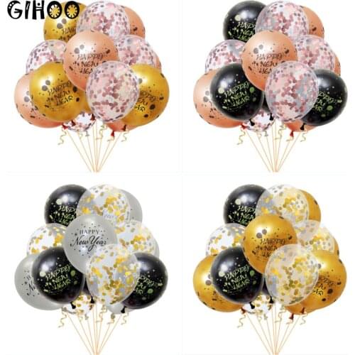 Happy New Year 2021 Latex Balloon 12 Inch Printing Rose Gold Black Gold Helium Balloon For New Year Party Decoration Set Globs