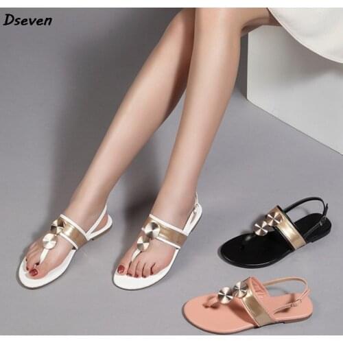 Summer New Flip Flops Fashion Womens Buckle Flat Round Toe Sandals Casual Ladies Sandals Plus Size Woman Shoes Zapatos de mujer