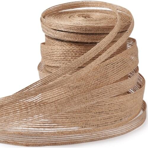 6Rolls Tan Burlap Fabric Ribbon Vintage Jute Rope Cord String for Crafts Making Gift Warpping Party Wedding Christmas Decoration