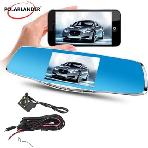 Full HD 1080P dual lens 4.3 Inch Rearview Mirror Car DVR Camera Rearview Mirror Auto dvrs dash night vision free shipping