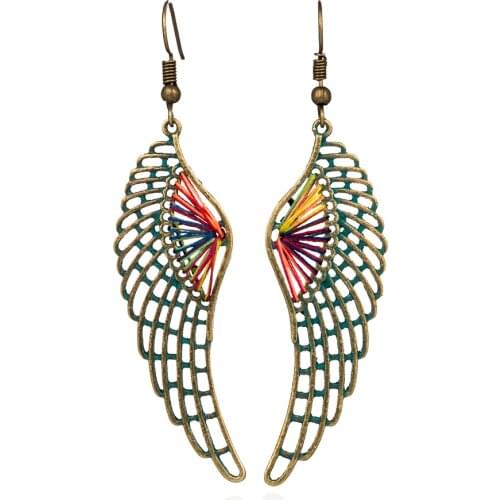 Vintage Bohemian Boho Ethnic Free Wings Drop Earrings Hanging Dangle for Women 2018 New Trendy Fashion Jewelry Accessories