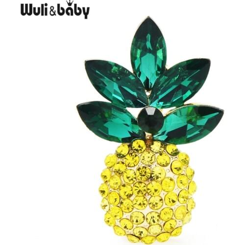Wuli&baby Rhinestone Pineapple Brooches Women Men Shining Fruits Office Party Brooch Pins Gifts