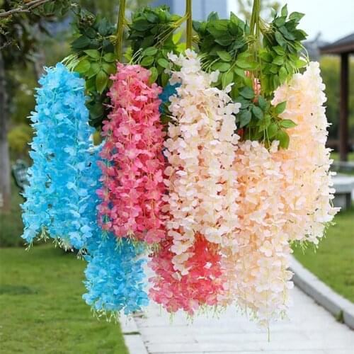 1 Set Bright-colored Artificial Flower No Withering Faux Silk Flower Exquisite Fake Wisteria Flower for Home