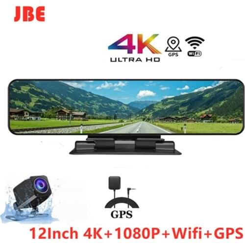 4K 12''Car Video Recorder Rearview Mirror Car Dvr Sony IMX415 Ultra HD 3840*2160P Dash Cam With GPS Night Vision Reverse Camera