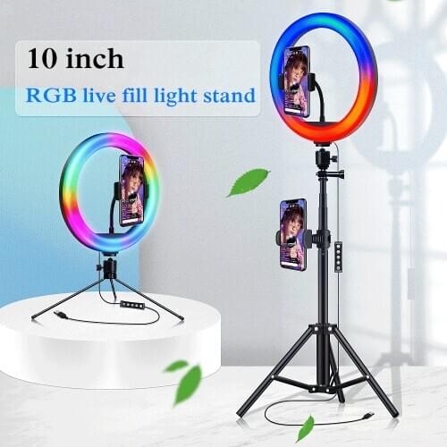 10inch 26cm RGB LED Selfie Ring Light Dimmable LED Ring Lamp Photo Video Camera Phone Led Fill Light For Live YouTube Aro De Luz