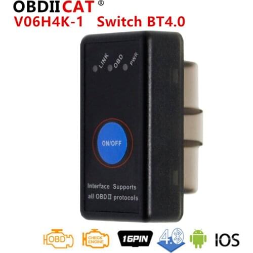 100 PCS V06H4K-1 Switch ELM327 Bluetooth Super Mini ELM 327 V1.5 OBD2 Scanner Car Diagnostic Tool Support Android Windows