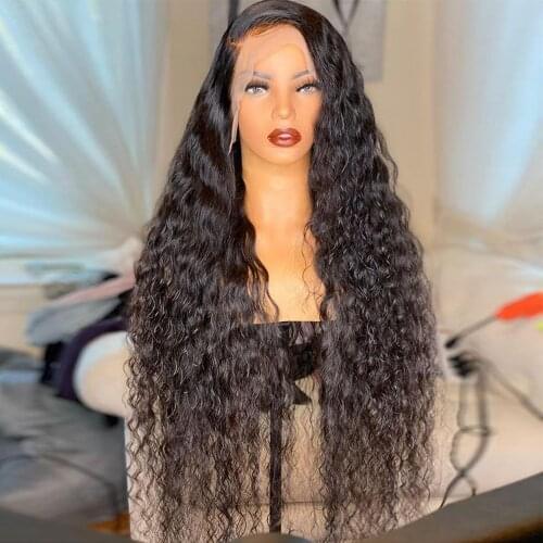 180%Density Natural Black Color Side Part 26Inch Long Kinky Curly 13x4 Lace Front Hair For Women Preplucked Heat Resistant