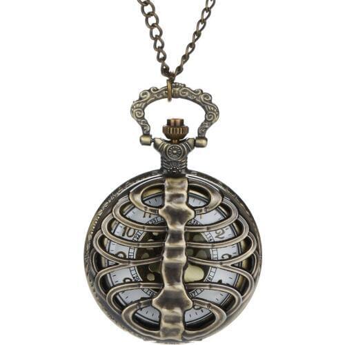 2019 Vintage Bronze Personalized Pattern Steampunk Vintage Quartz Roman Numerals Pocket Watch Chain Men Women Clock Relogio Q