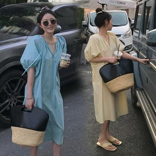 77130# Maternity Clothes Summer Cotton Short Sleeves Loose A Line Dress Pregnant Women Mom Dress