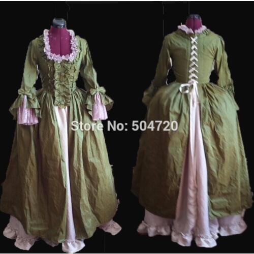 Tailored!Green Regency pioneer 18th Duchess Retro medieval Renaissance Reenactment Theatre Civil war Victorian dress HL-380