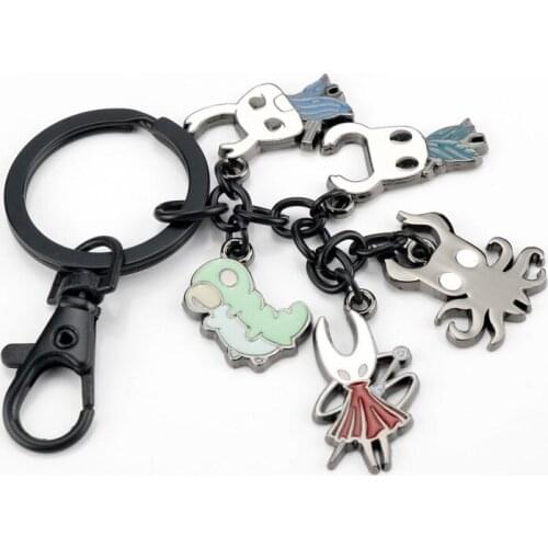 Cartoons Game Hollow-Knight Keyring Keychain Gifts Metal Key Chains Octopus Pendant Car Bag Key Holder Rope Chain Necklace