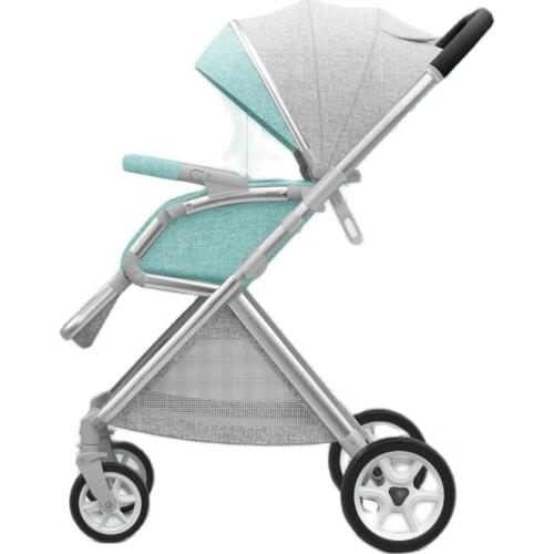 Stroller High Landscape Two-way Child Baby Umbrella Cars Ultralight Portable Folding Newborn Pram With Leather Foot Pedals