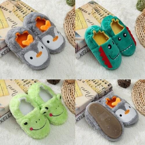 Toddler Infant Furry Slipper Kids Baby Warm Shoes Boys Girls Cartoon Soft-soled Slippers Casual Flat Cute Home Slipper Pantufa