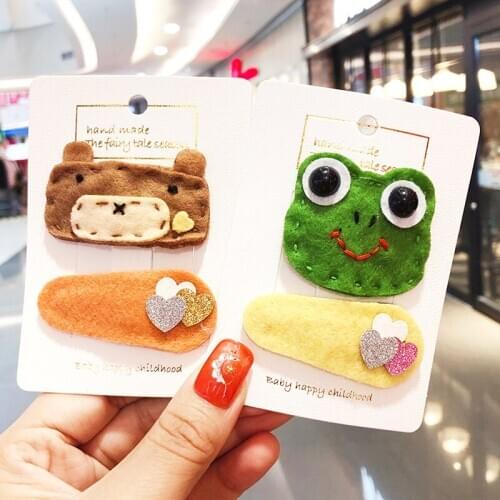 New Winter Children Cute Candy Frog Bear Nylon Ornament Hair Clips Girls Love Waterdrop Barrettes Hairpins Kids Hair Accessories