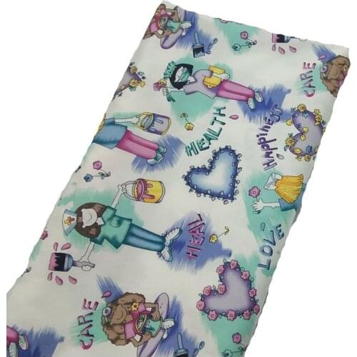 Pretty Love Heart Happy Nurse Cotton Fabric 50x70cm Fabric Patchwork for Cloth Dress Apparel Party Home Decor