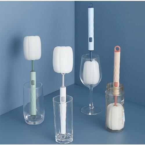 Sponge Cup Brush Removable Long Handle Cup Brush Household Cleaning Brush Bottle Baby Bottle Brush Kitchen Washing Tools