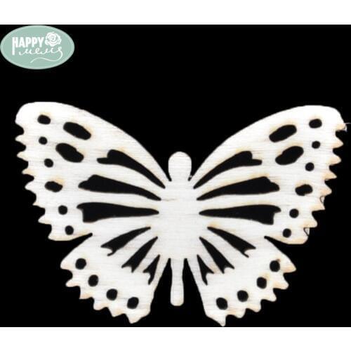 Happymems Wood Butterflies Shape 10pcs/lot Wall Sticker Embellishments For Scrapbooking DIY Crafts Home Decoration Wooden Shapes