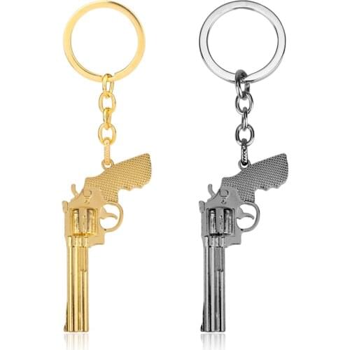 Game Revolver Magnum Walking Dead Rick Grime Pistol Gun Keychain Weapon Metal Key Rings Men Car Accessories Llaveros