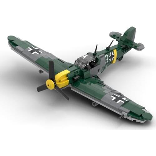 Creator ww2 Aircraft Force Weapons German Messer Schmidt BF109 F2 Fighter MOC Building Blocks plane DIY Bricks Toys for Boy Gift
