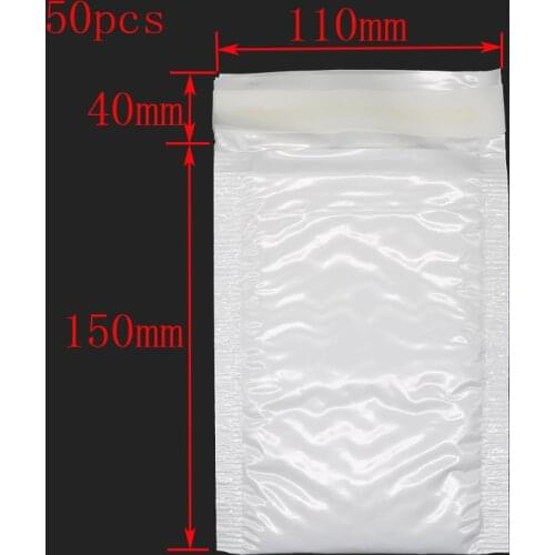 50pcs (11 * 15cm + 4cm) White Pearl Membrane Envelope Waterproof and Shockproof Bubble Bag Mailing Business Office Stationery