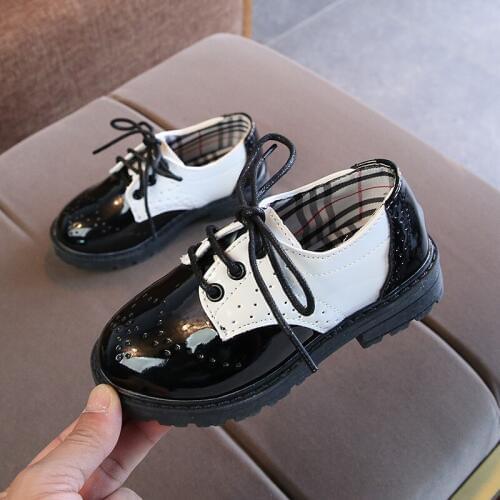 Boys Leather Shoes 2019 Springtime New Style Childrens Leather Retro Black And White Boys Girls Kids Wedding Shoes Party Shoes