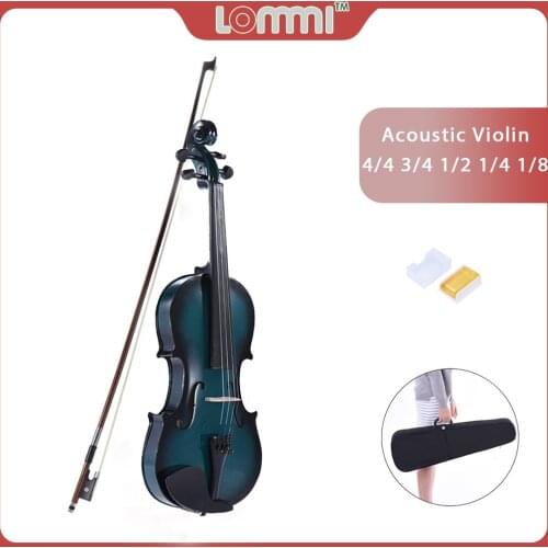 LOMMI 4/4 3/4 1/2 1/4 1/8 Violin Maple Scroll Fingerboard Pegs Aluminum Alloy Tailpiece W/Rosin Bow Violin Case Gradient Color