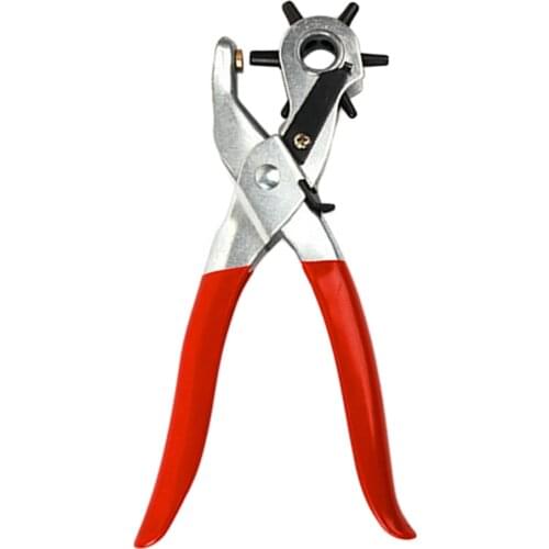 Hot Search Multi-function Portable Professional Belt Leather Hole Puncher Silver Handle Six Sizes Hole