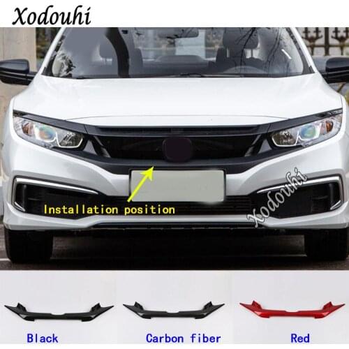 Car Cover Trim Front Logo Mark Decorative Mark Grid Grill Grille Racing Frame Sticker For Honda Civic 10th Sedan 2019 2020 2021