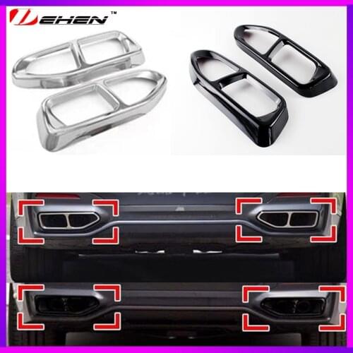 2Pcs Glossy Black Steel Car Exhaust Muffler Pipe Tip Cover Trim For BMW 7 Series G11 G12 730 740 750li 2016 2017 2018 2019 2020