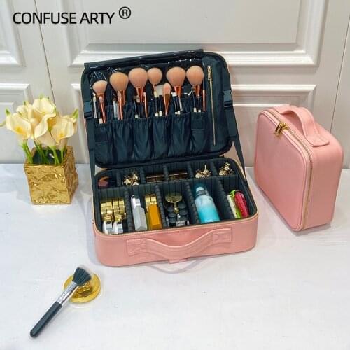 New Women PU Waterproof Cosmetic Box High Quality Portable Beauty Makeup Bag Large Capacity PU Make Up Case