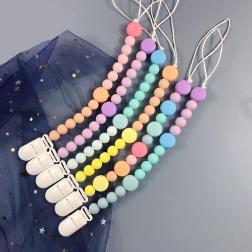 New Baby Teether Toys Baby Boy Girl Pacifier Holder Chain Safe Anti-dropping Chew Silicone Beads Pacifier Chain Holder